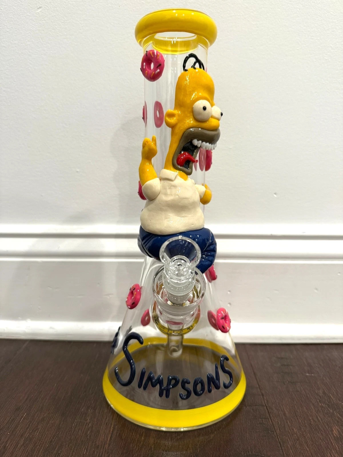 14” Premium Glass Water Pipe Art Beaker Bottom Homer Simpson Donuts 14mm 14” Premium Glass Water Pipe Art Beaker Bottom Homer Simpson Donuts 14mm