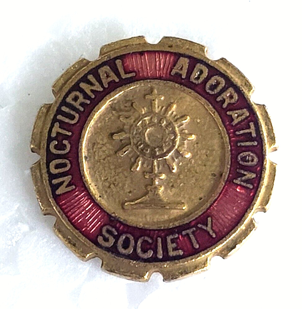 Vintage Nocturnal Adoration Society Enamel Gold Tone Screw Lapel Pin 1/2" Vintage Nocturnal Adoration Society Enamel Gold Tone Screw Lapel Pin 1/2"