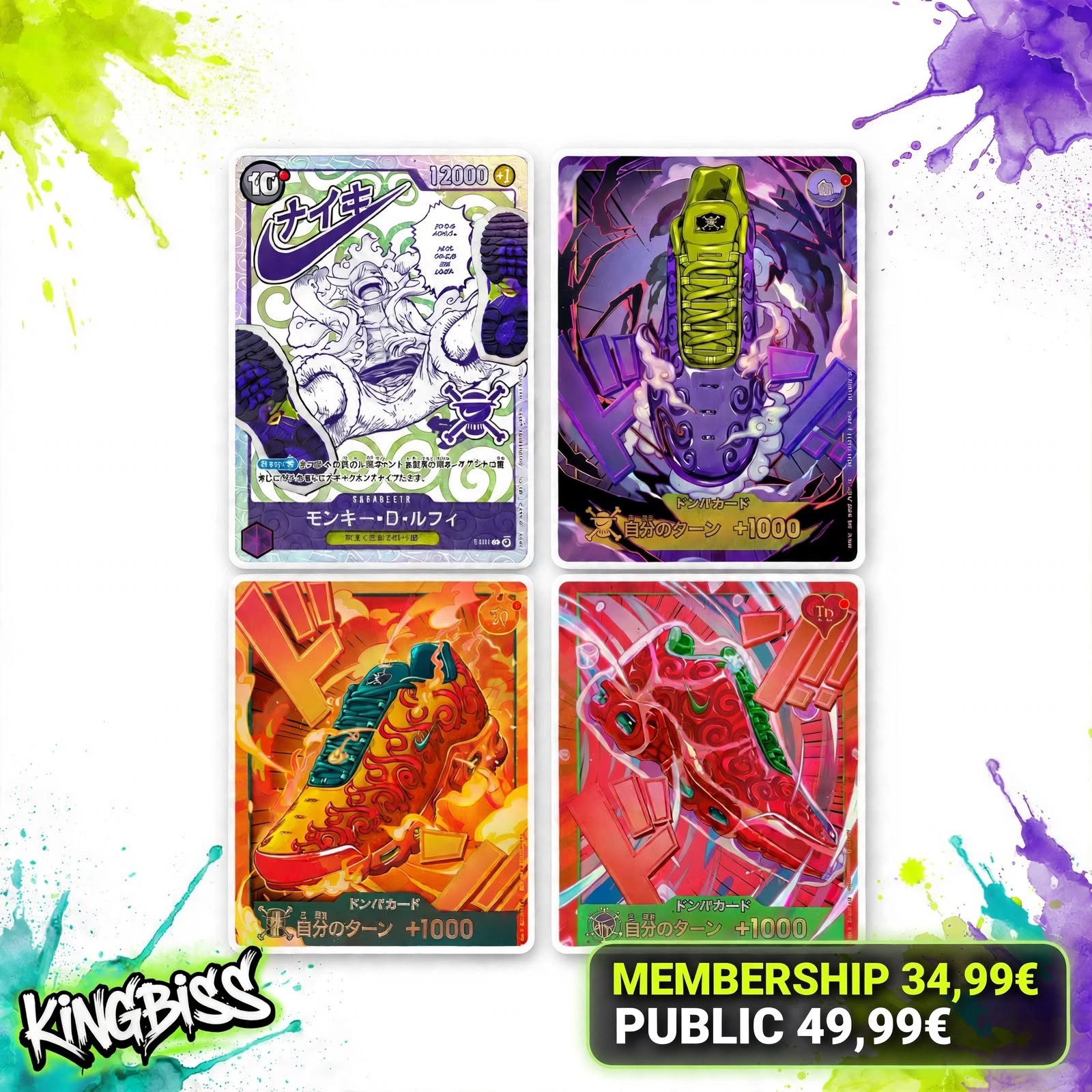 PRE SALE ONE PIECE x NIKE Official Promo Set - P-099 Luffy+ 3 DON WRITE FOR INFO PRE SALE ONE PIECE x NIKE Official Promo Set - P-099 Luffy+ 3 DON WRITE FOR INFO