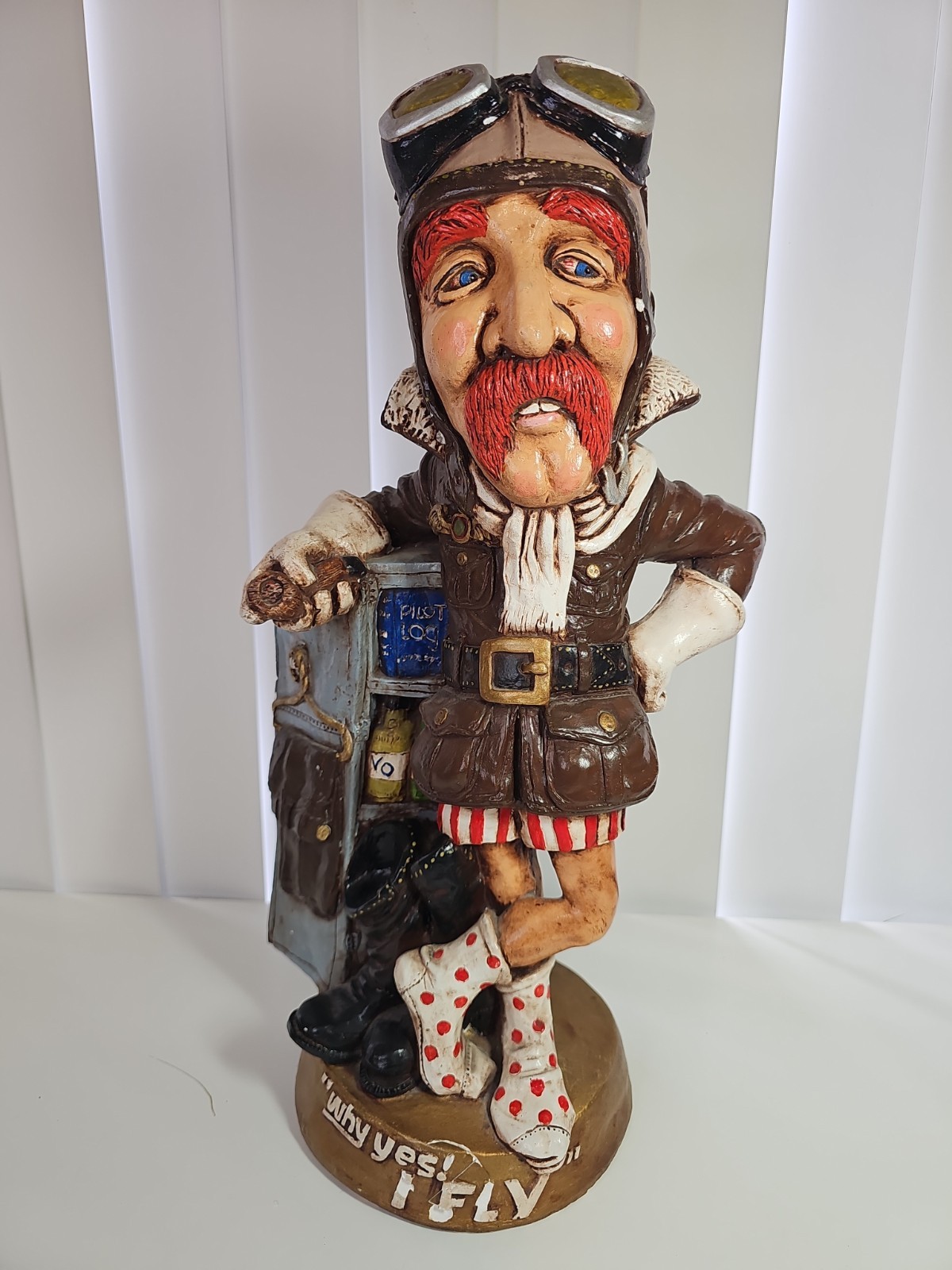PILOT AVIATOR Why Yes, I Fly by Juta Sangthaweep Sculpture Statue 18" Art PILOT AVIATOR Why Yes, I Fly by Juta Sangthaweep Sculpture Statue 18" Art