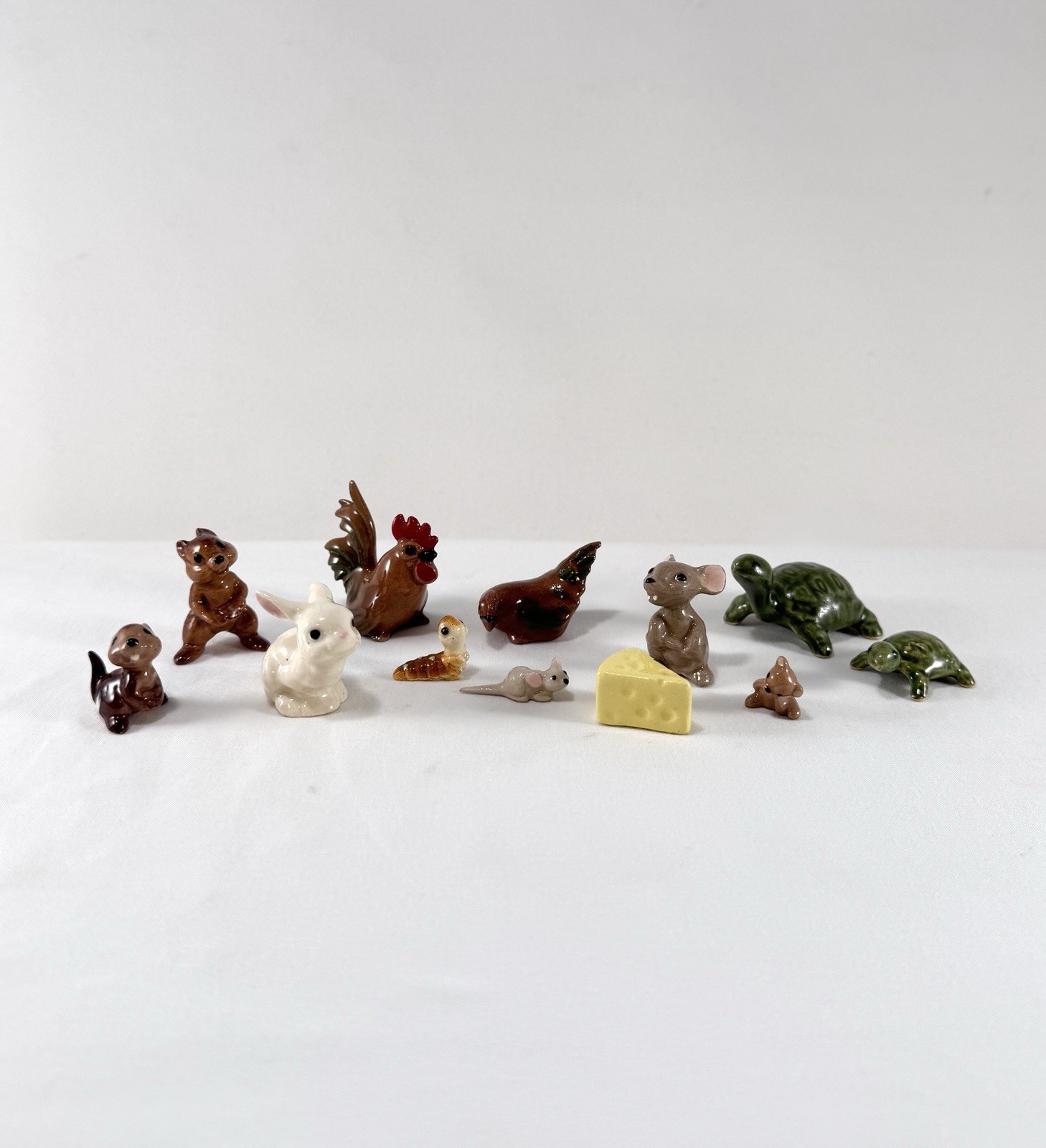 Vintage Hagen Renaker Miniature Figurine Lot of 12 - Turtles Mice Rooster Cheese Vintage Hagen Renaker Miniature Figurine Lot of 12 - Turtles Mice Rooster Cheese