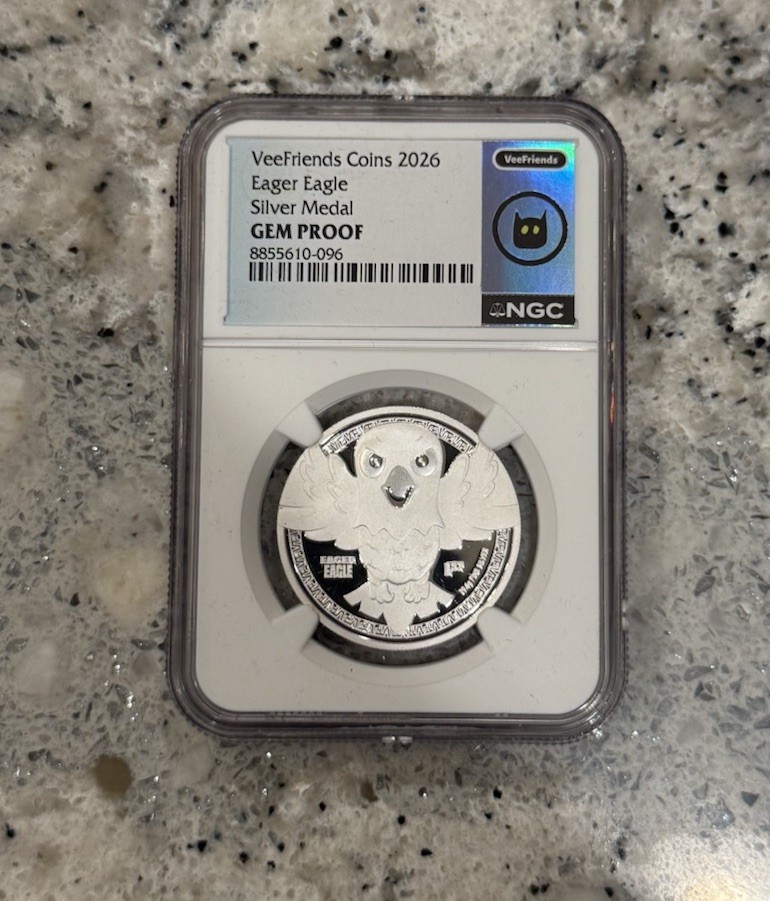 2026 VeeFriends Collectible Coin EAGER EAGLE SILVER COIN PURE .999 FINE SILVER 2026 VeeFriends Collectible Coin EAGER EAGLE SILVER COIN PURE .999 FINE SILVER