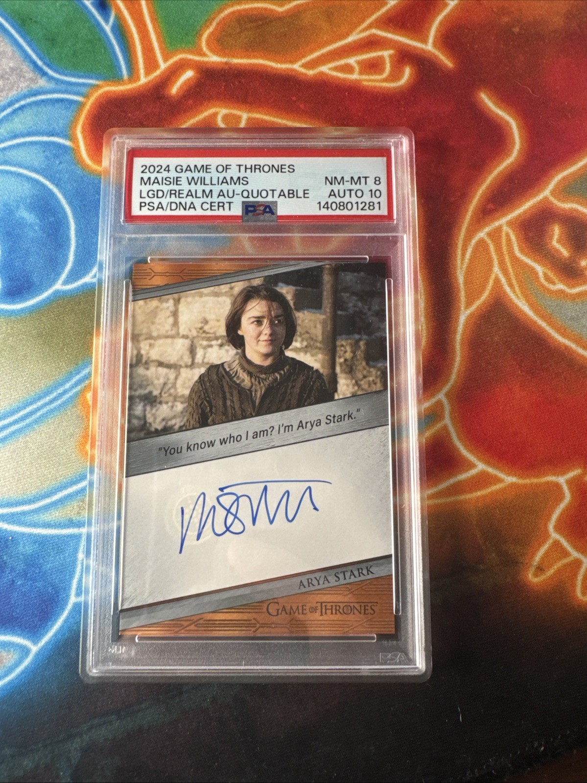 🔥Game of thrones Legends of the Realm MAISIE WILLIAMS as ARYA STARK AUTO PSA 8