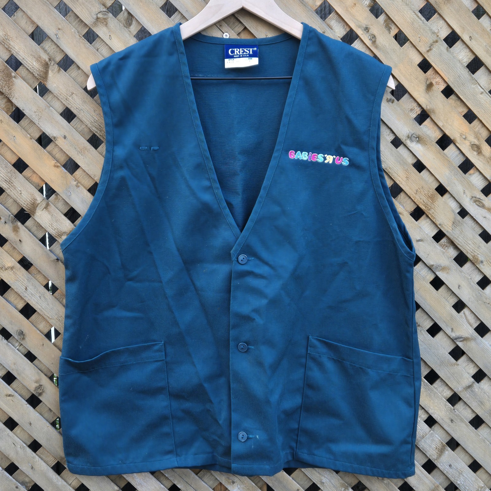 Vintage Babies R Us Employee Uniform Vest Large Crest Toys R Us Stork Logo 90's Vintage Babies R Us Employee Uniform Vest Large Crest Toys R Us Stork Logo 90's