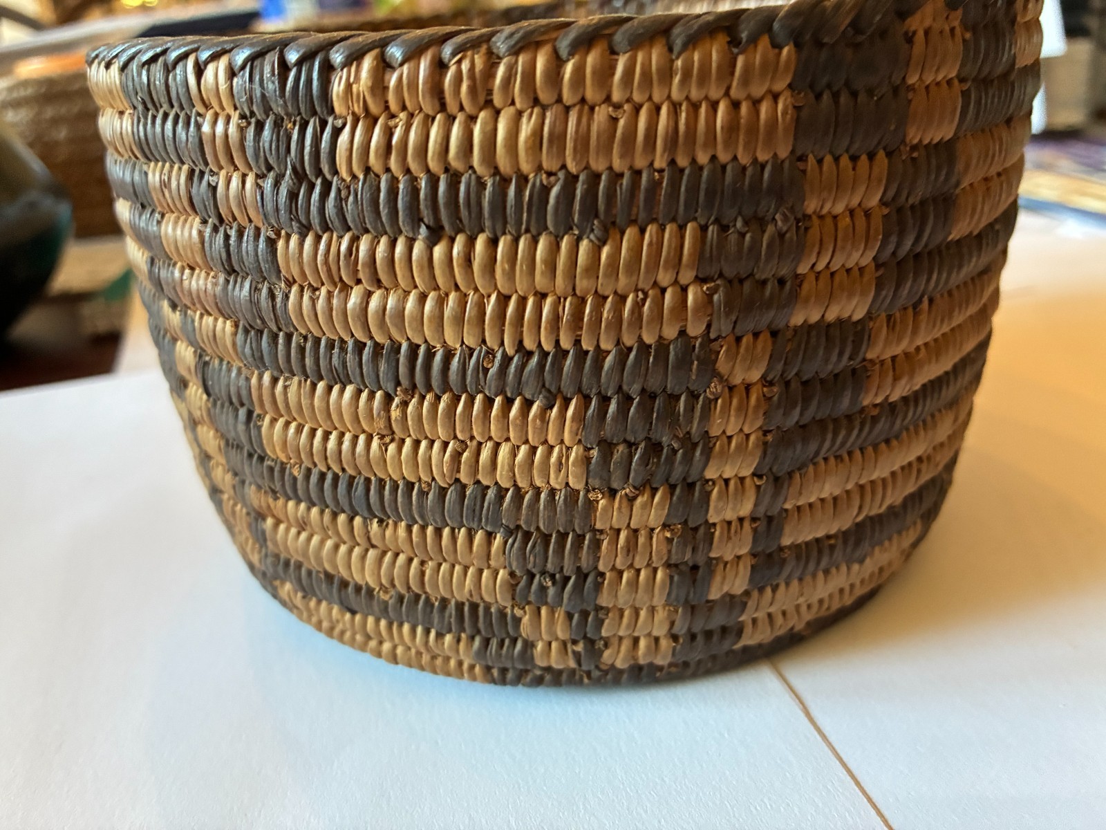 Vintage Native American Hand Woven Basket, 4" x 6", *may* be Pima Vintage Native American Hand Woven Basket, 4" x 6", *may* be Pima