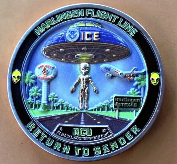 ICE RETURN TO SENDER Harlingen TX 2026 POLICE CHALLENGE COIN UFO ALIEN NEW RARE ICE RETURN TO SENDER Harlingen TX 2026 POLICE CHALLENGE COIN UFO ALIEN NEW RARE