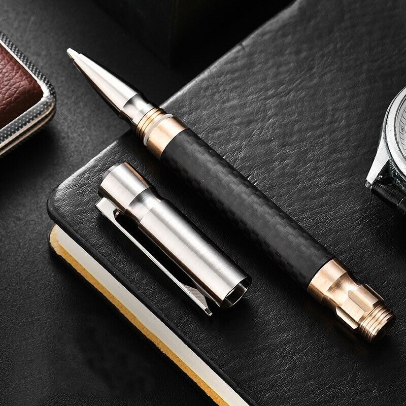 1PC Titanium Alloy Brass Pocket Ballpoint Pen Business Write Pen w/Clip EDC Tool