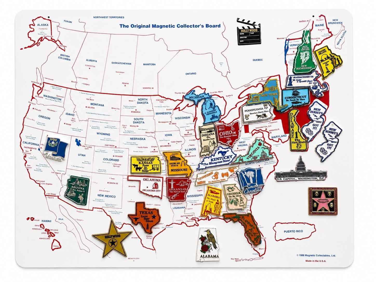 Vintage 1988 Magnetic Collectables U.S. Map Original Magnetic Collector Board Vintage 1988 Magnetic Collectables U.S. Map Original Magnetic Collector Board