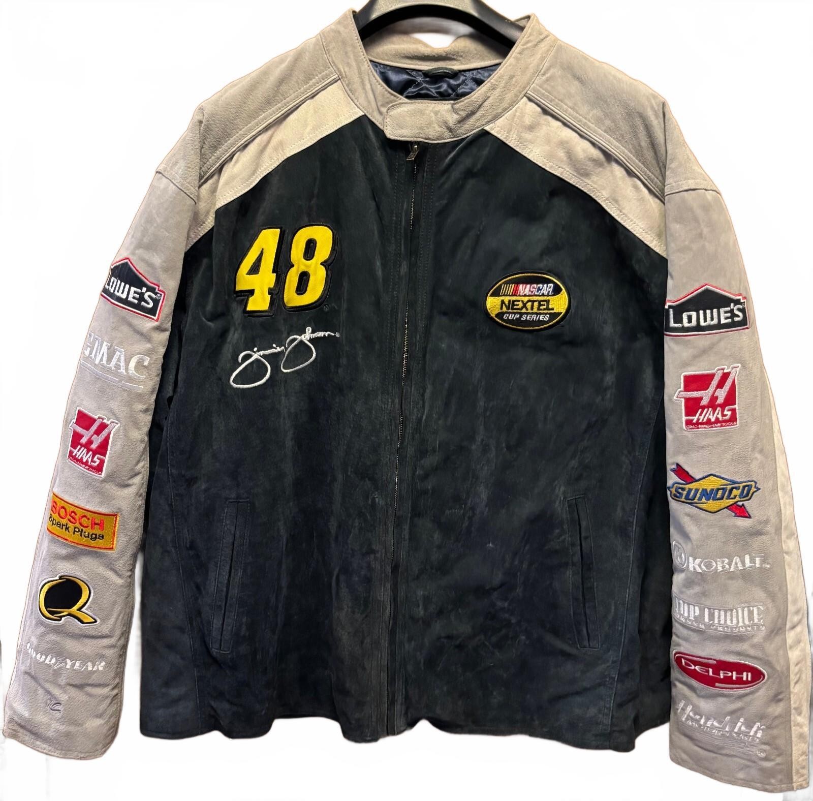 Vintage Jimmie Johnson #48 Lowe's NASCAR NEXTEL Suede Leather Jacket XXL Vintage Jimmie Johnson #48 Lowe's NASCAR NEXTEL Suede Leather Jacket XXL
