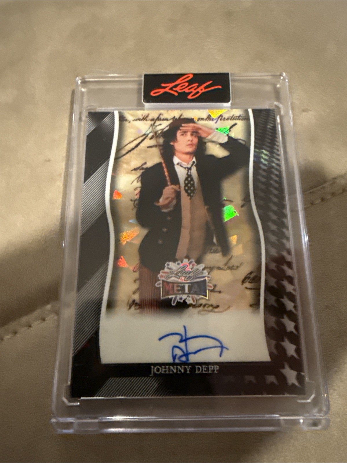 Johnny Depp 2026 Leaf Independence Day Auto Autograph American Flag Crystal 1/1 Johnny Depp 2026 Leaf Independence Day Auto Autograph American Flag Crystal 1/1