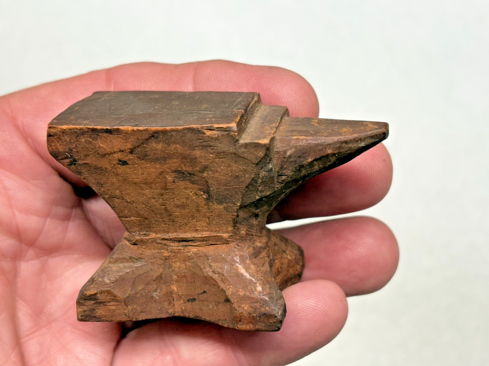 Miniature Blacksmith Wooden ANVIL Tool Collectible nice hand carved antique
