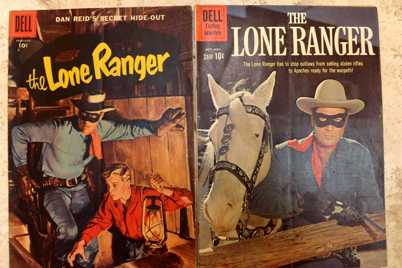 1957 - 1960 THE LONE RANGE DELL COMICS #104 #136 Western Hero Cowboy
