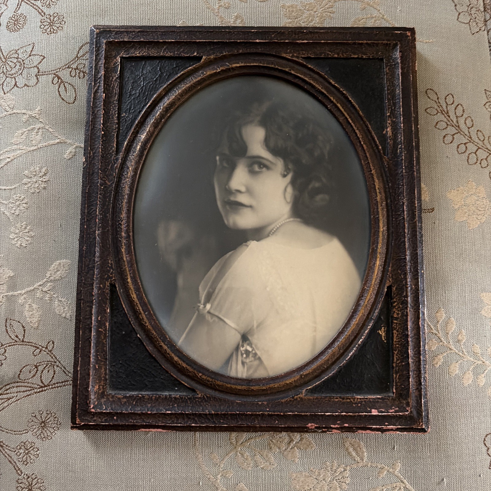 1920s Flapper Photograph Of Young Woman in Original Frame
