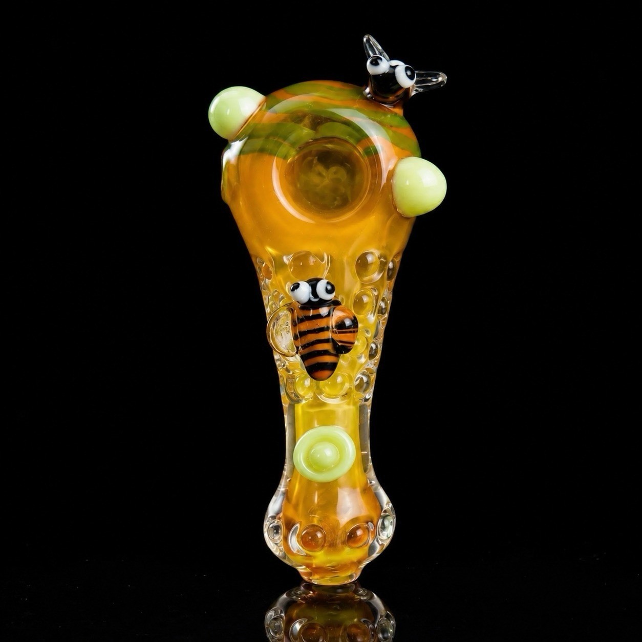 4" Gold Fumed With Bee Work Hand Pipe *USA*