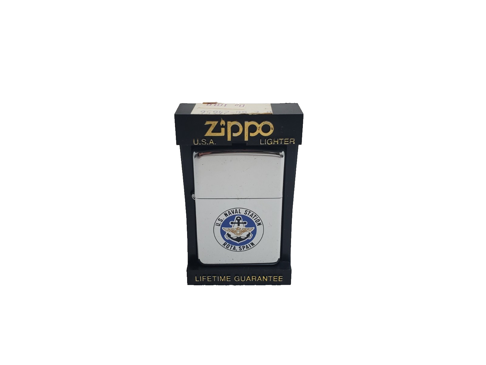 Vintage Zippo Lighter US Naval Station Rota Spain Crest Unfired In Box Orange Se Vintage Zippo Lighter US Naval Station Rota Spain Crest Unfired In Box Orange Se