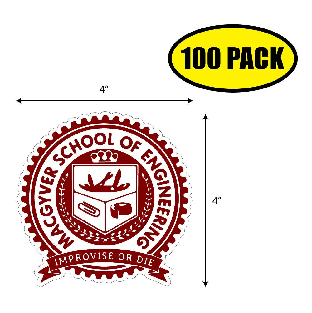 100 PACK 4"x2.75" MACGYVER SCHOOL OF OF ENGINEERING Sticker Decal HUMOR VG0216 100 PACK 4"x2.75" MACGYVER SCHOOL OF OF ENGINEERING Sticker Decal HUMOR VG0216