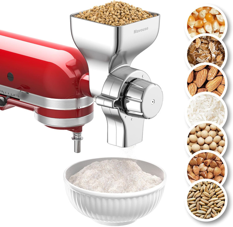 All Metal Grain Mill Attachment for Kitchenaid Stand Mixer, 12 Levels Flour Mill All Metal Grain Mill Attachment for Kitchenaid Stand Mixer, 12 Levels Flour Mill