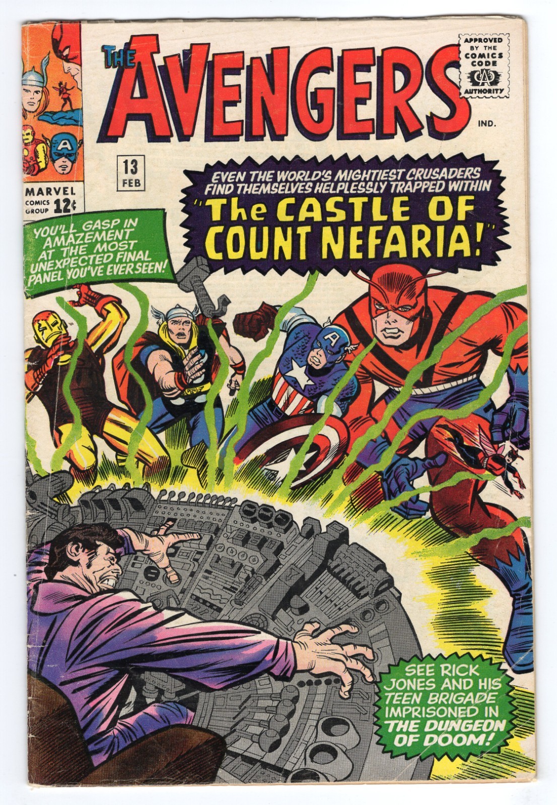 Avengers 13 1965 Marvel Comics VG+ 4.5 1st App Count Nefaria Iron Man Wasp Thor Avengers 13 1965 Marvel Comics VG+ 4.5 1st App Count Nefaria Iron Man Wasp Thor