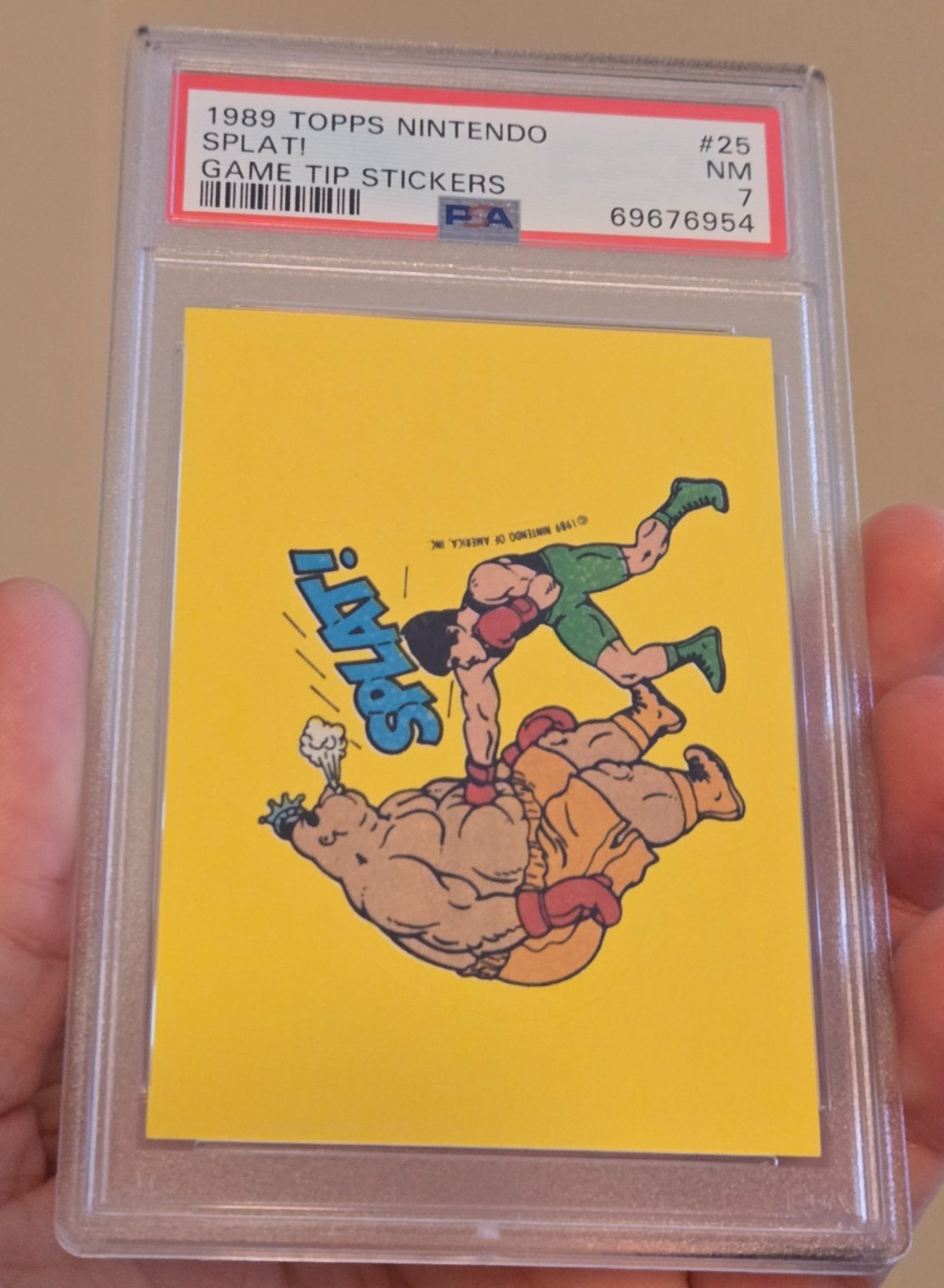 1989 TOPPS NINTENDO NES GAME STICKERS #25 SPLAT MIKE TYSON'S PUNCH-OUT PSA 7 NM 1989 TOPPS NINTENDO NES GAME STICKERS #25 SPLAT MIKE TYSON'S PUNCH-OUT PSA 7 NM