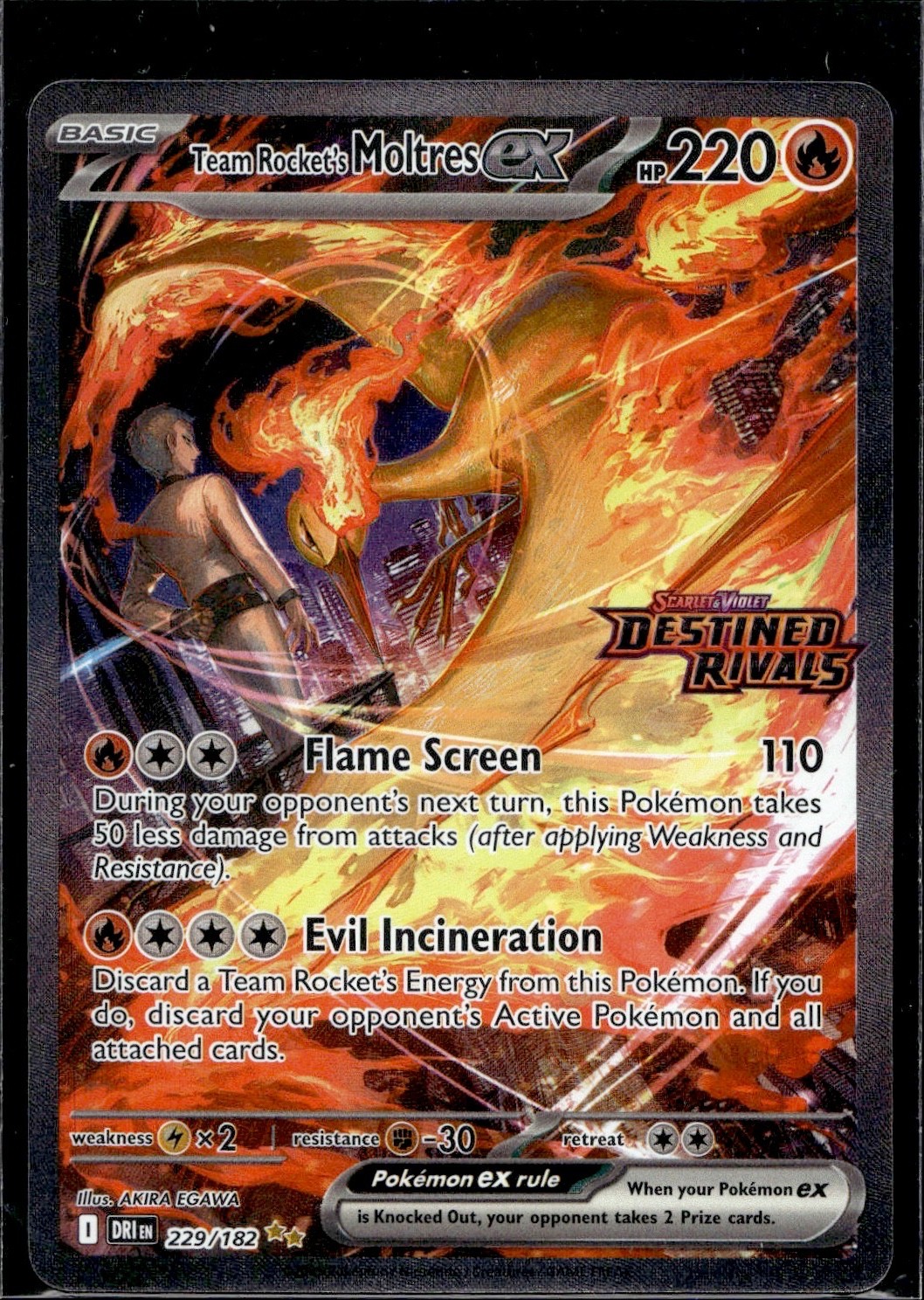 Pokémon TCG Team Rocket's Moltres ex 229/182 Destined Rivals Stamped