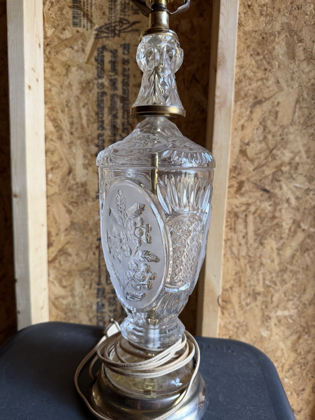 Vintage Crystal Clear Industries Lead Crystal Lamp Flora Rose Germany-works Vintage Crystal Clear Industries Lead Crystal Lamp Flora Rose Germany-works
