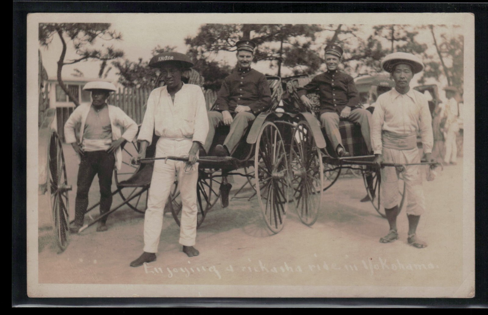 RPPC Postcard Great White Fleet USS Georgia Yokohama Japan Rickshaws c1910s RPPC Postcard Great White Fleet USS Georgia Yokohama Japan Rickshaws c1910s