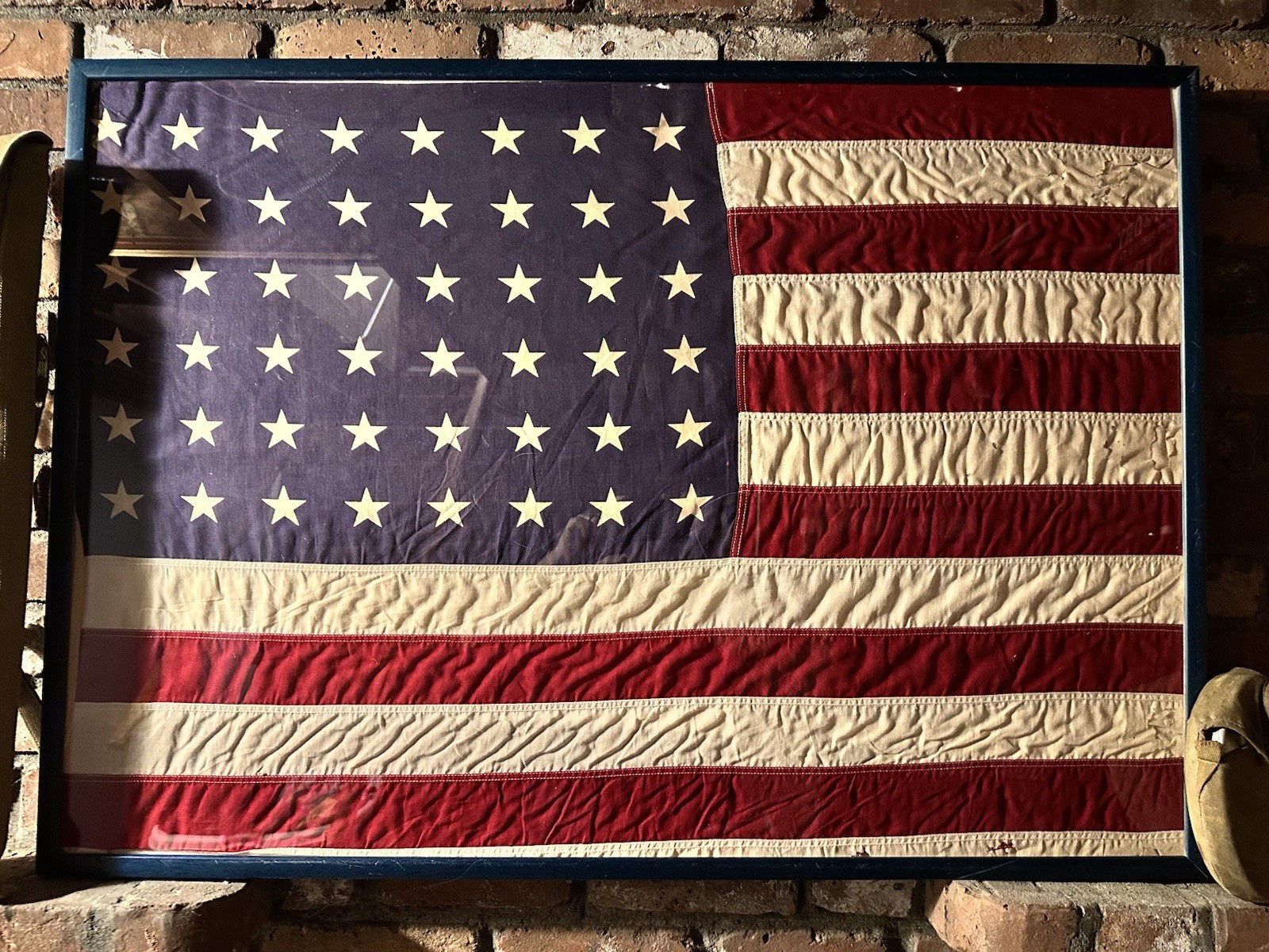 Vintage 48 Star American Flag - WWII Era - Custom Built Frame Enclosed Vintage 48 Star American Flag - WWII Era - Custom Built Frame Enclosed
