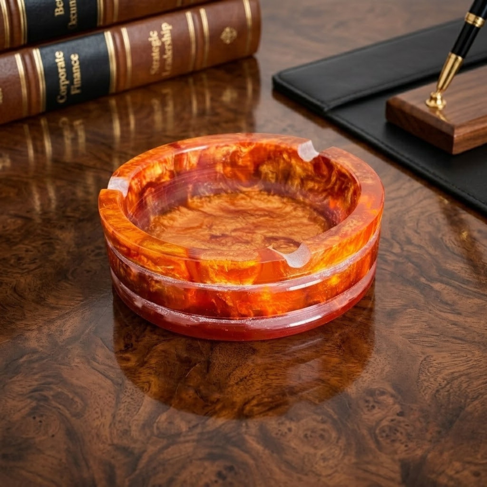 Handmade Amber Acrylic Cigar Ashtray Round Decorative Resin Smoking Bowl Vintage Handmade Amber Acrylic Cigar Ashtray Round Decorative Resin Smoking Bowl Vintage