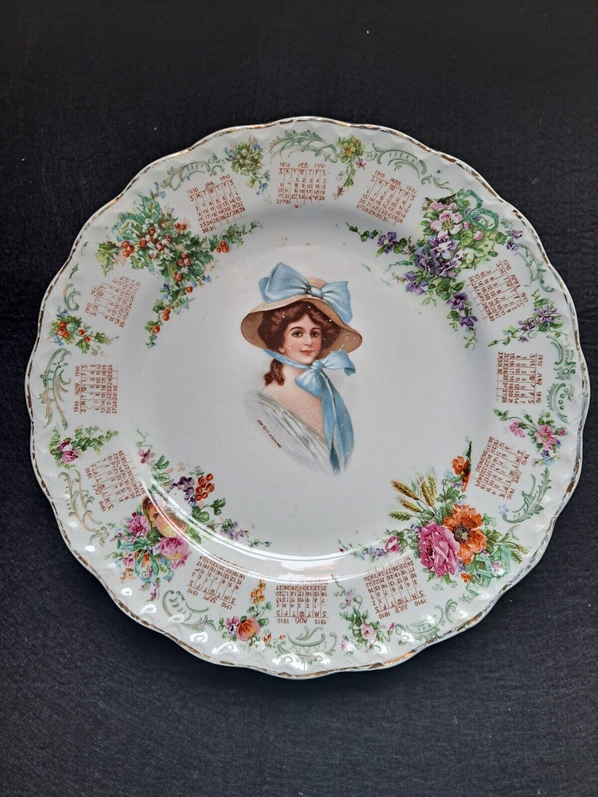 Antique Victorian Collectible Calendar Plate
