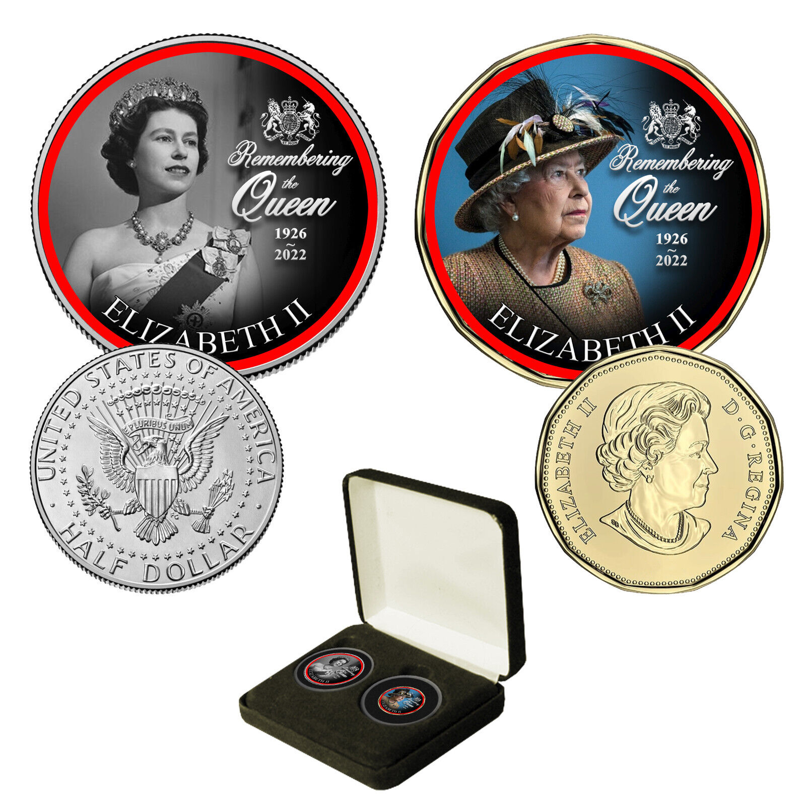 HRH Queen Elizabeth II remembrance 2 Coin Set