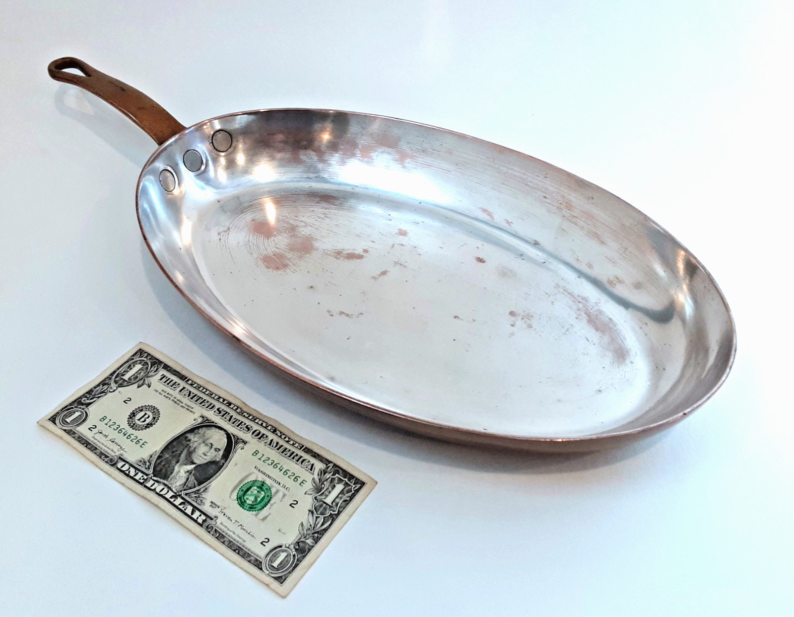 Vintage JOSEPH HEINRICHS Paris New York Copper Sterling Silver 18" Oval Skillet Vintage JOSEPH HEINRICHS Paris New York Copper Sterling Silver 18" Oval Skillet