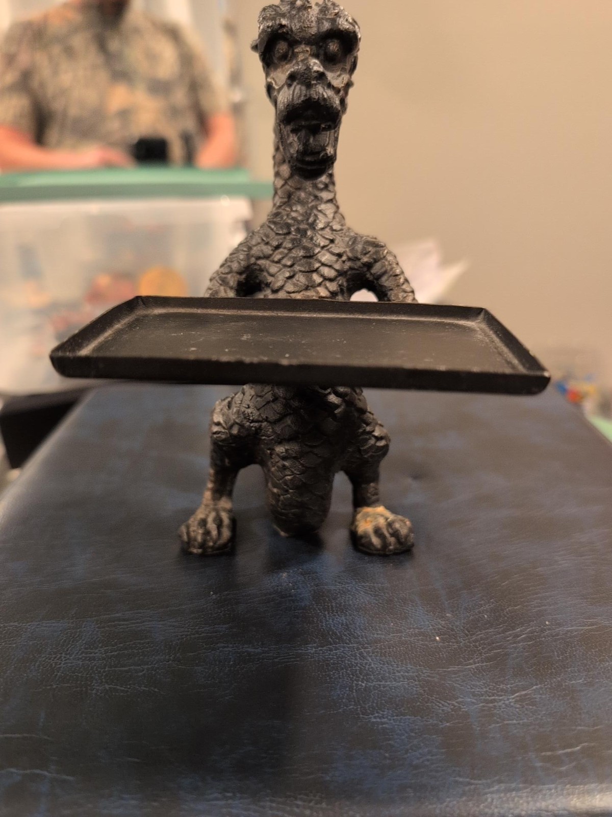 Vintage Heavy Cast Iron Dragon Business Card Valet Tray Medieval Gothic Display Vintage Heavy Cast Iron Dragon Business Card Valet Tray Medieval Gothic Display