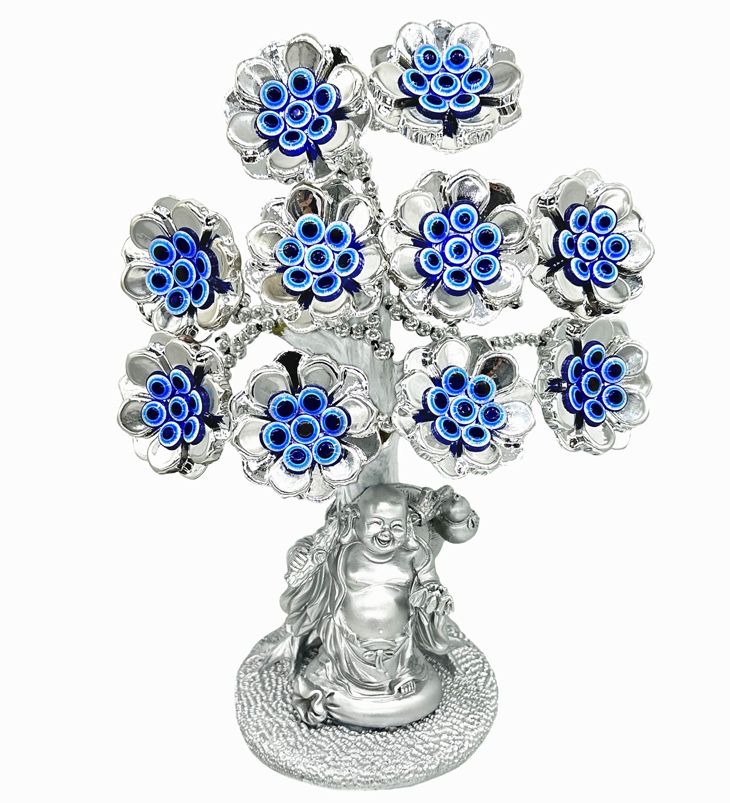 Turkish Nazar Blue Evil Eye Tree with Chinese Buddha Design Protection Gift12B