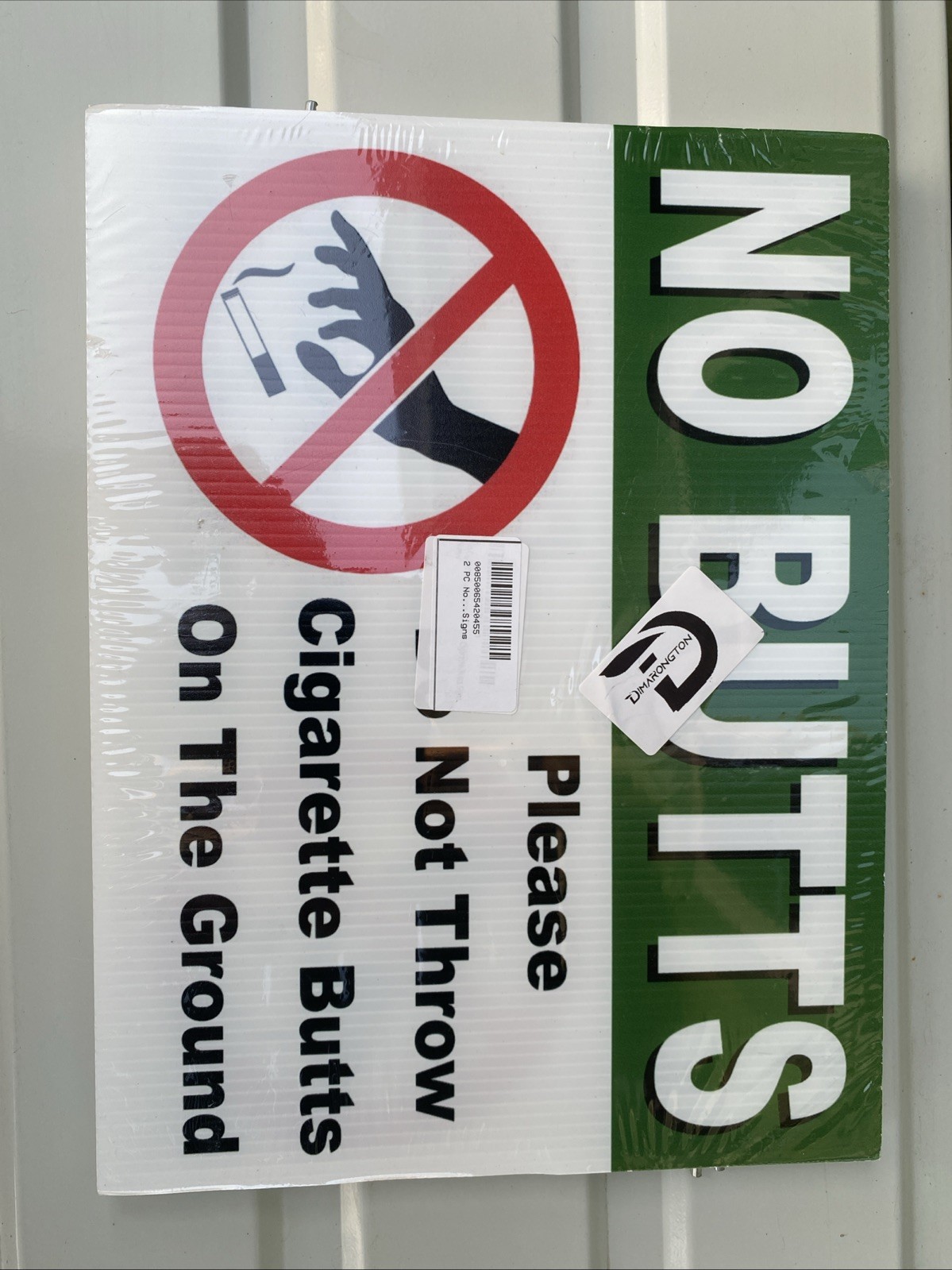 2 PC No Cigarette Butts Sign, 9X12 DS Coroplast No Littering Sign Outdoor, Pleas
