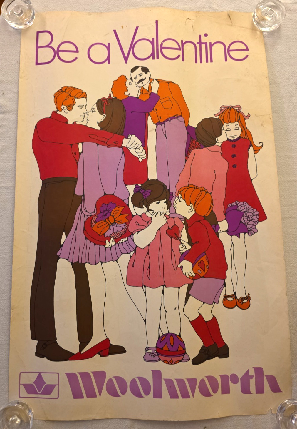 C.1970 Woolworth Be a Valentine Store Poster Pop Art Vintage Advertising C.1970 Woolworth Be a Valentine Store Poster Pop Art Vintage Advertising