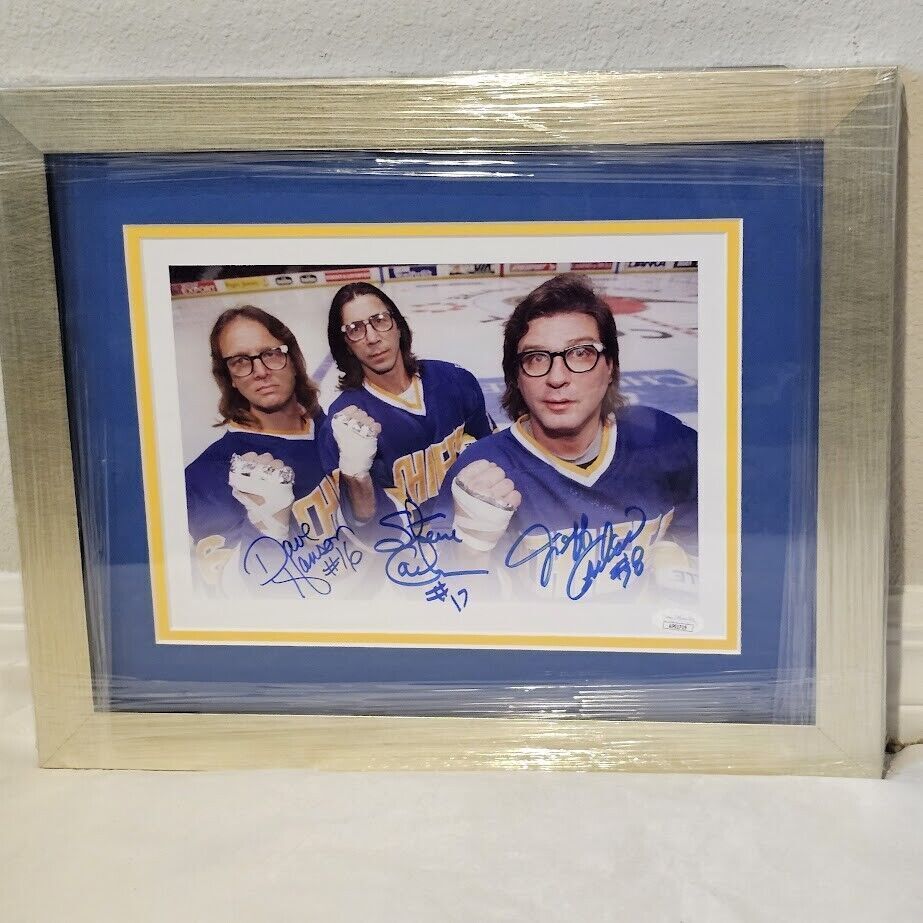 The Hanson Brothers Slap Shot Autographed signed Picture JSA COA Chiefs