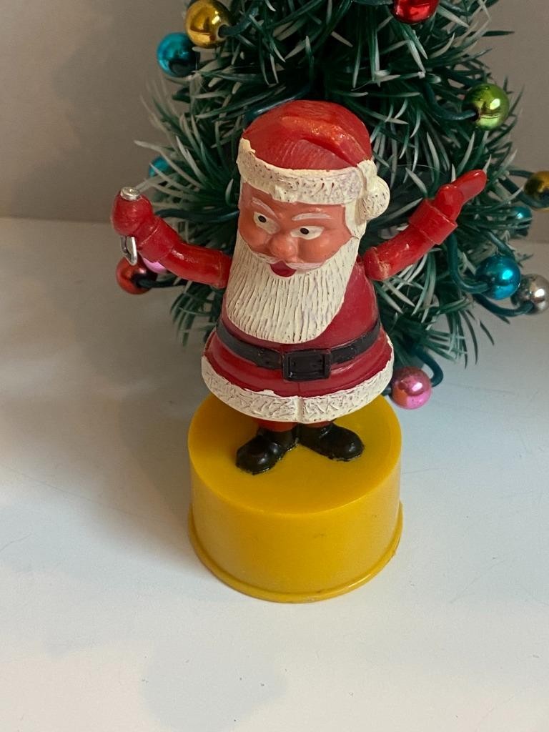 Vintage Christmas Kohner Plastic Push Button Santa Claus Toy Figure Hong Kong