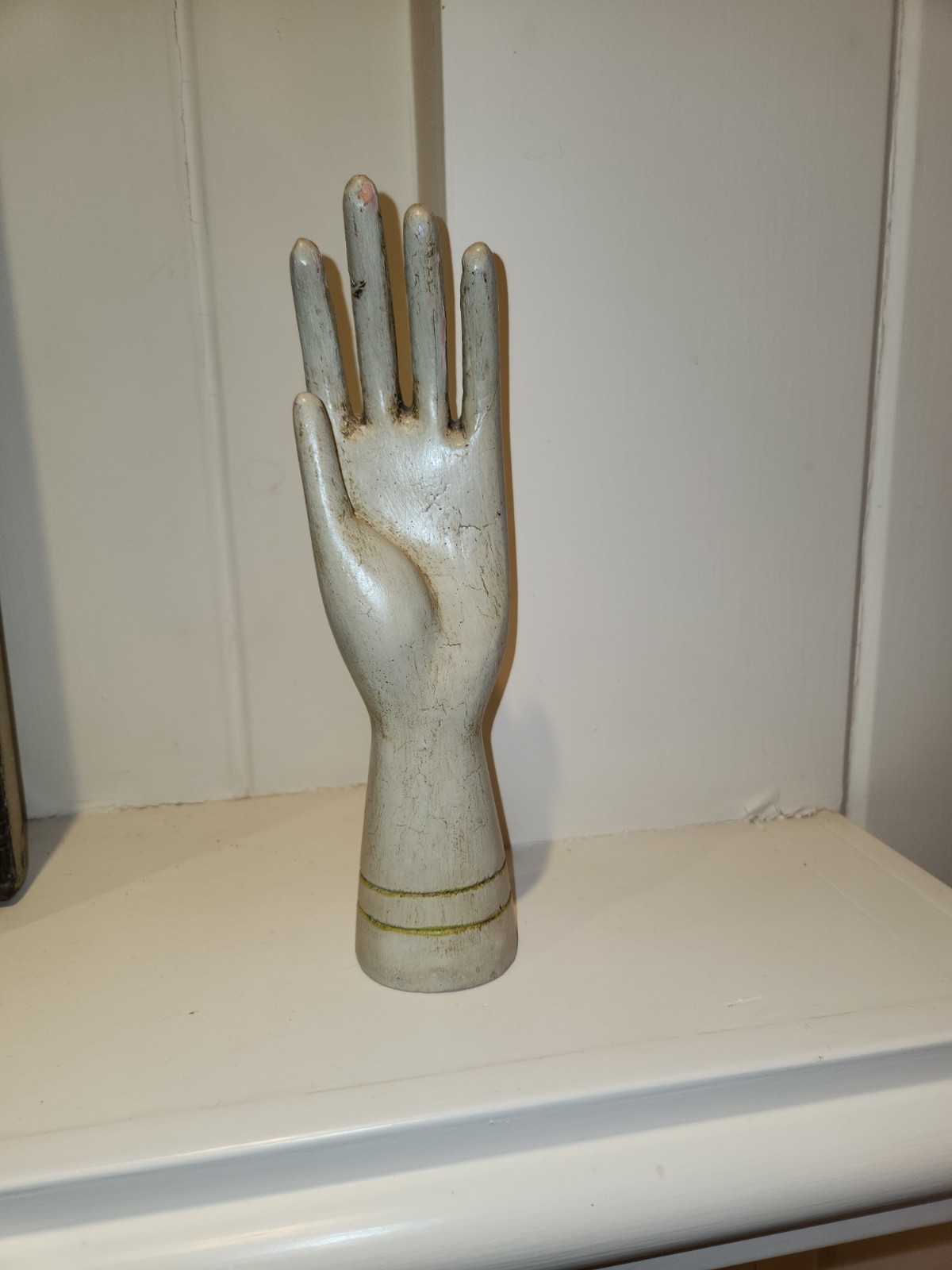 Vintage Painted Wood Hand Sculpture 11" Folk Art Jewelry Ring Display Decor Vintage Painted Wood Hand Sculpture 11" Folk Art Jewelry Ring Display Decor