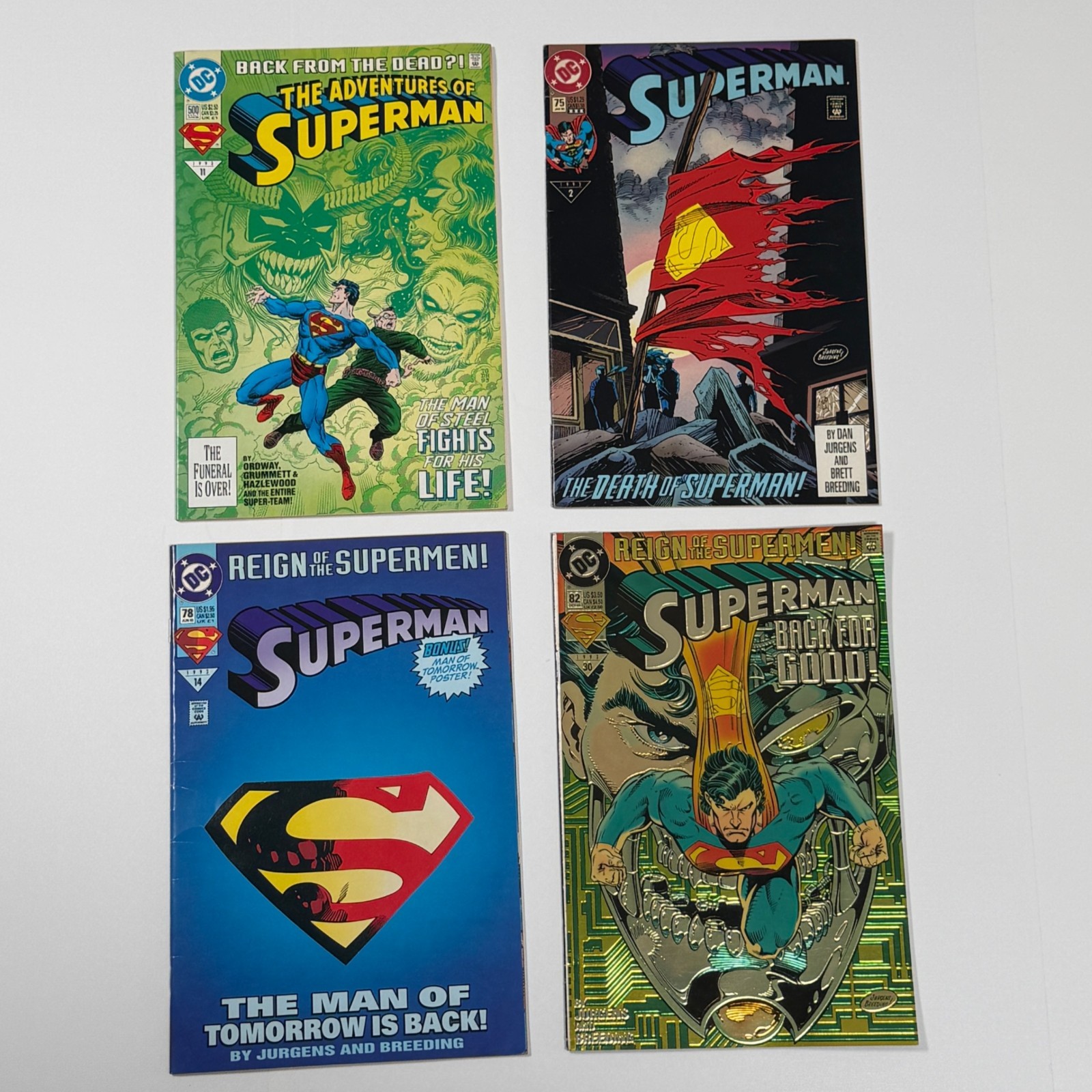Superman Comic Lot of 4 Death Reign of Supermen 75 78 82 ADVENTURES 500