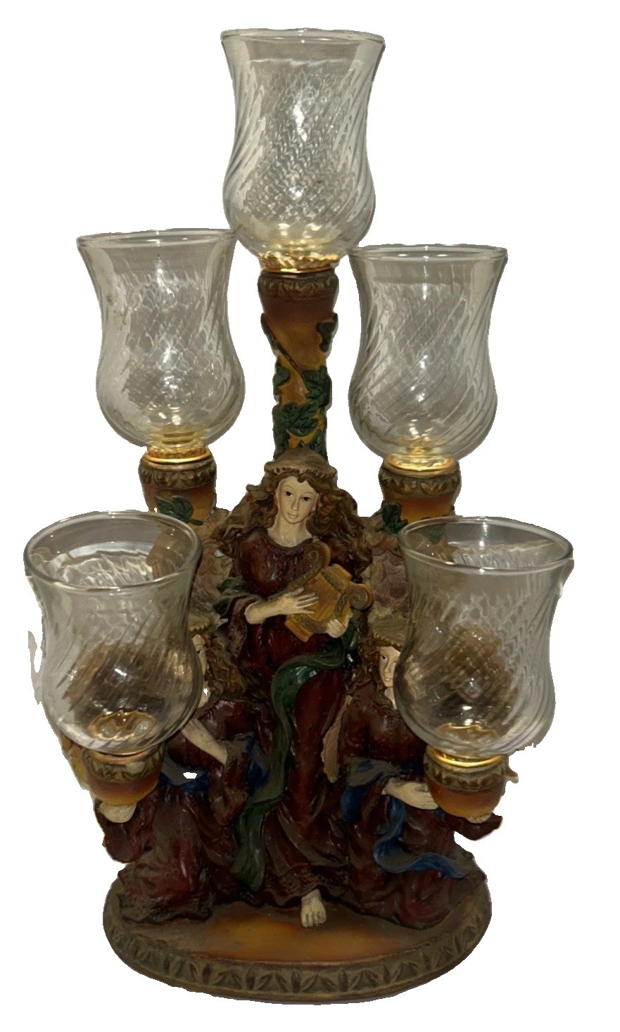 Trio of Angels Candelabra Candle Holder Christmas Holiday 5 Candles Resin Heavy Trio of Angels Candelabra Candle Holder Christmas Holiday 5 Candles Resin Heavy