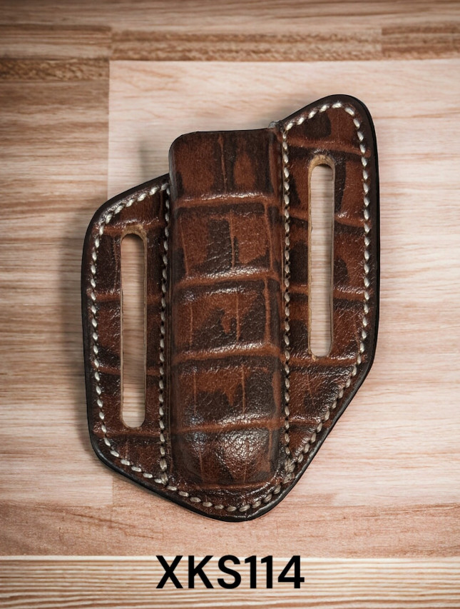 Twisted X® XKS-114 Leather Knife Sheath 4” Trapper Gator Embossed Vertical Carry