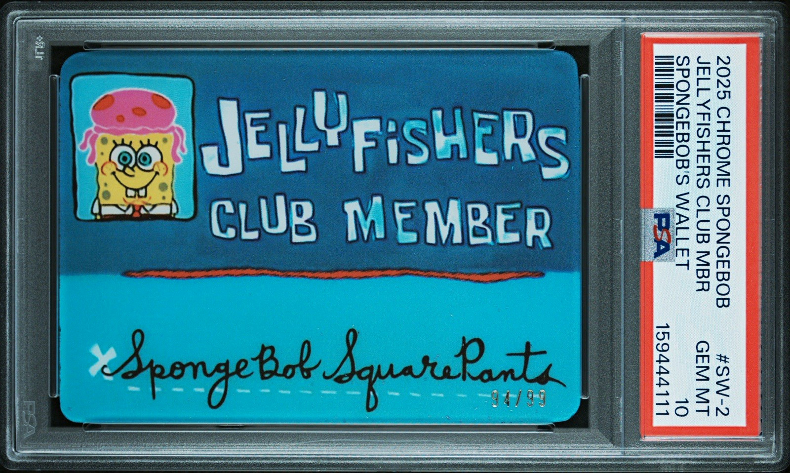Topps 2025 Chrome SpongeBob SW-2 SpongeBob's Wallet Auto PSA 10 /99 #159444111