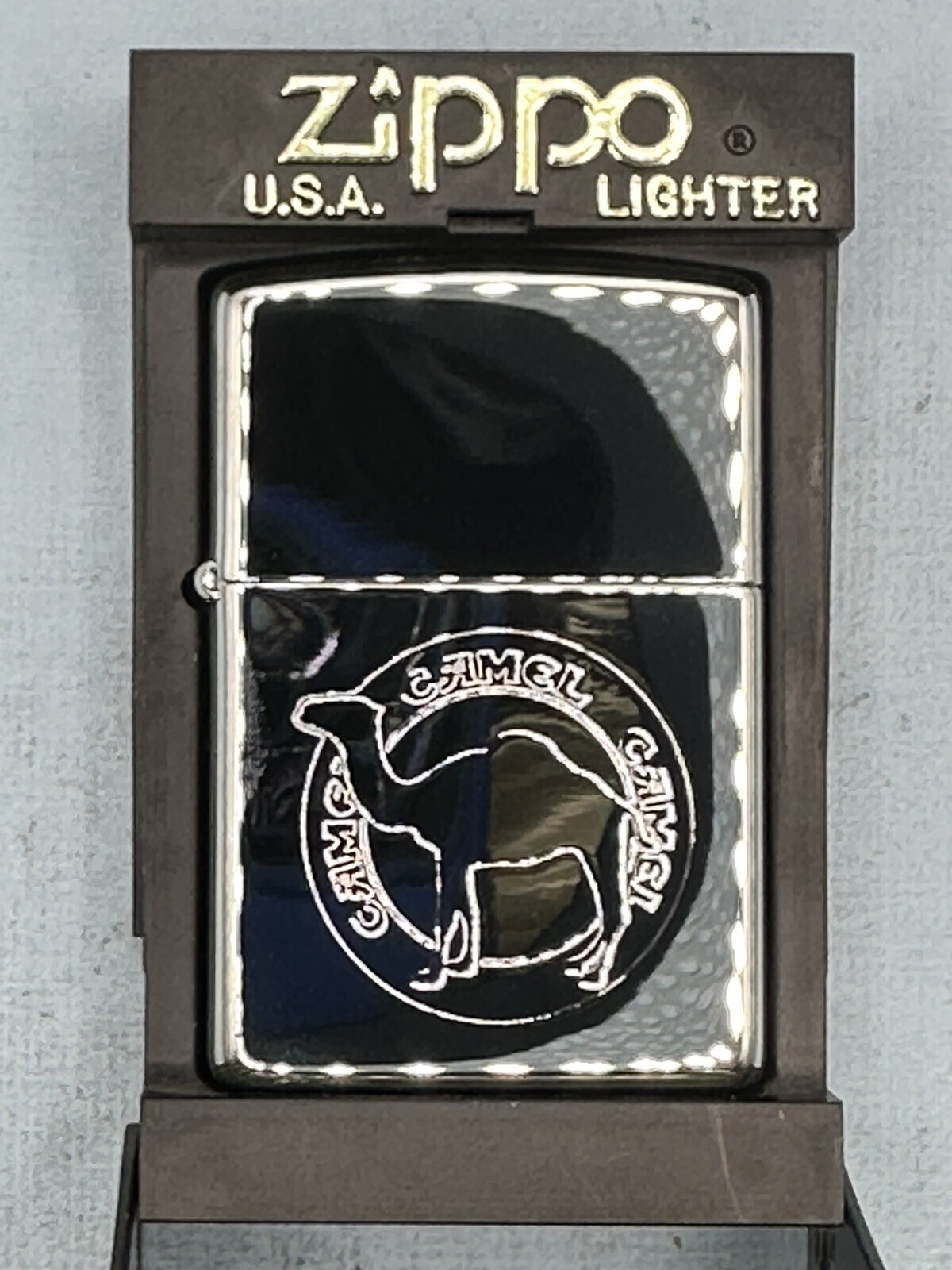 Rare Camel 1999 Camel In Circle Logo High Polish Chrome Zippo Lighter NEW B59 Rare Camel 1999 Camel In Circle Logo High Polish Chrome Zippo Lighter NEW B59