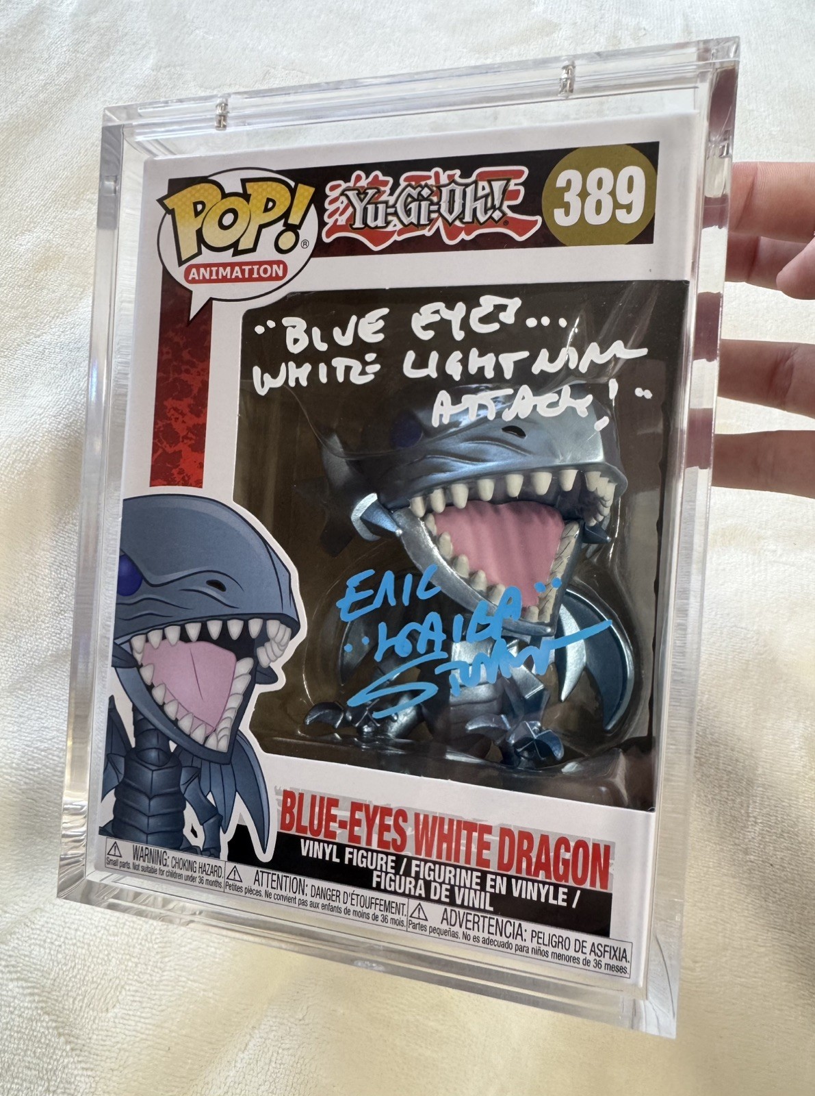 Funko Pop Yu-Gi-Oh Blue Eyes White Dragon 389 Signed & Quote Eric Stuart PSA Funko Pop Yu-Gi-Oh Blue Eyes White Dragon 389 Signed & Quote Eric Stuart PSA
