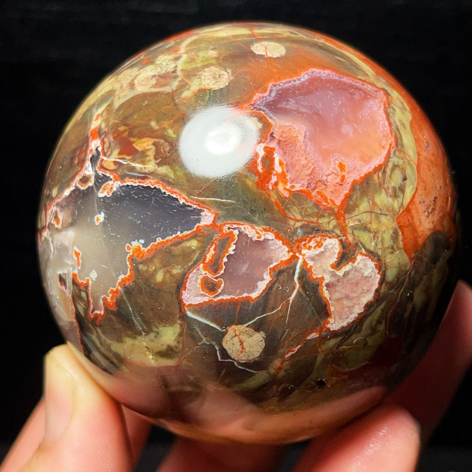 Rare 461G Natural Polished Money Agate Sphere Agate Crystal Ball Healing L7152 Rare 461G Natural Polished Money Agate Sphere Agate Crystal Ball Healing L7152