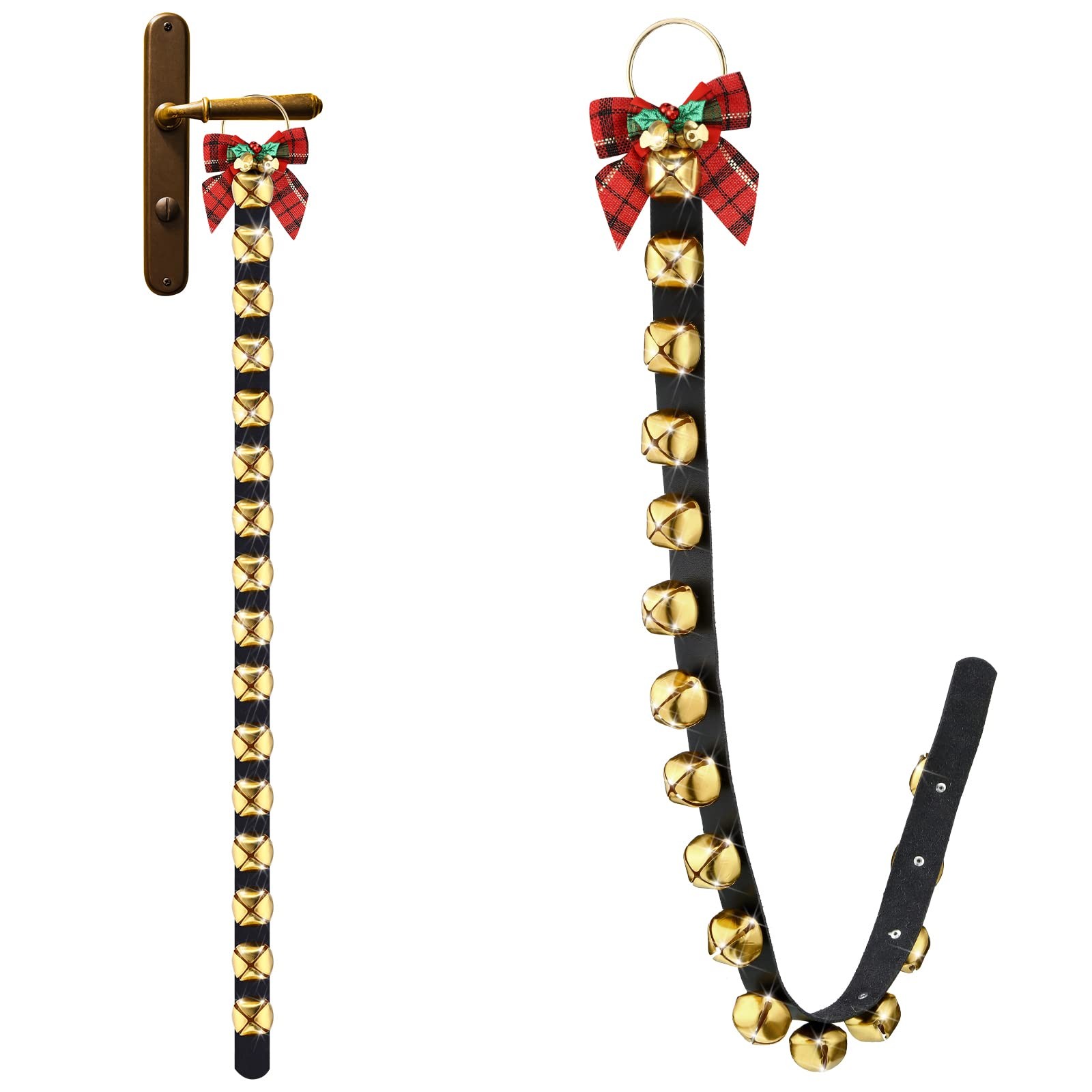 2 Pcs 30 Inch Christmas Jingle Bell Door Knob Hanging Sleigh Bell