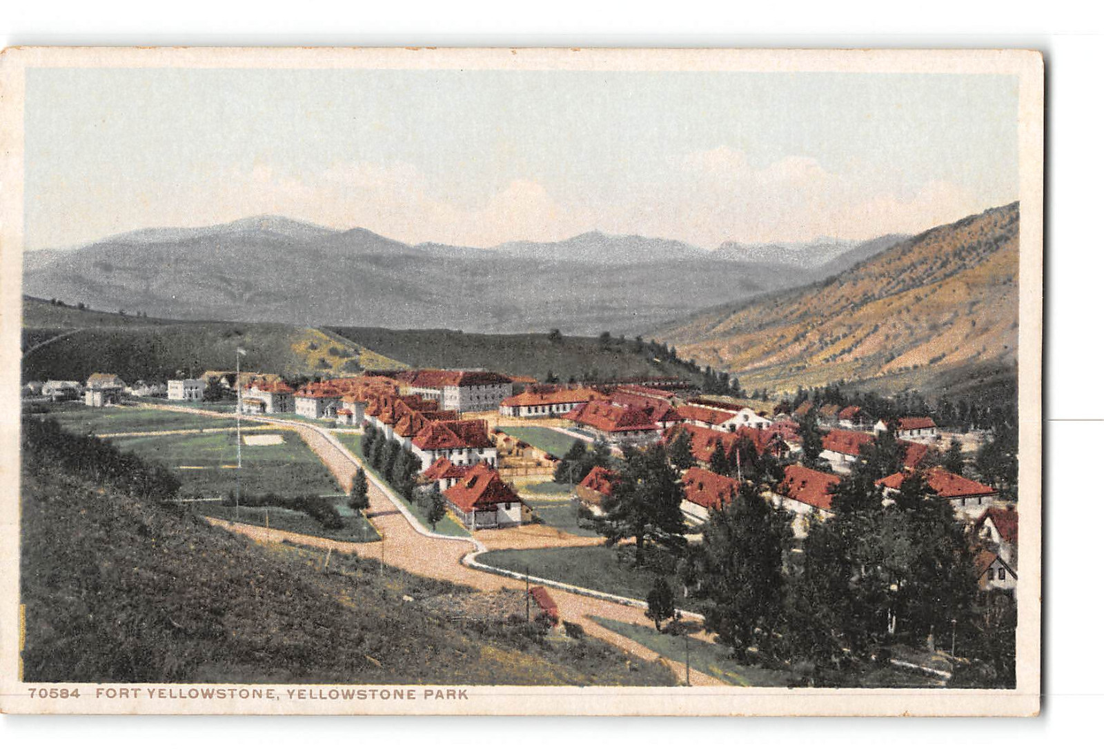 Yellowstone Park Wyoming WY Postcard 1915-1930 Fort Yellowstone General View