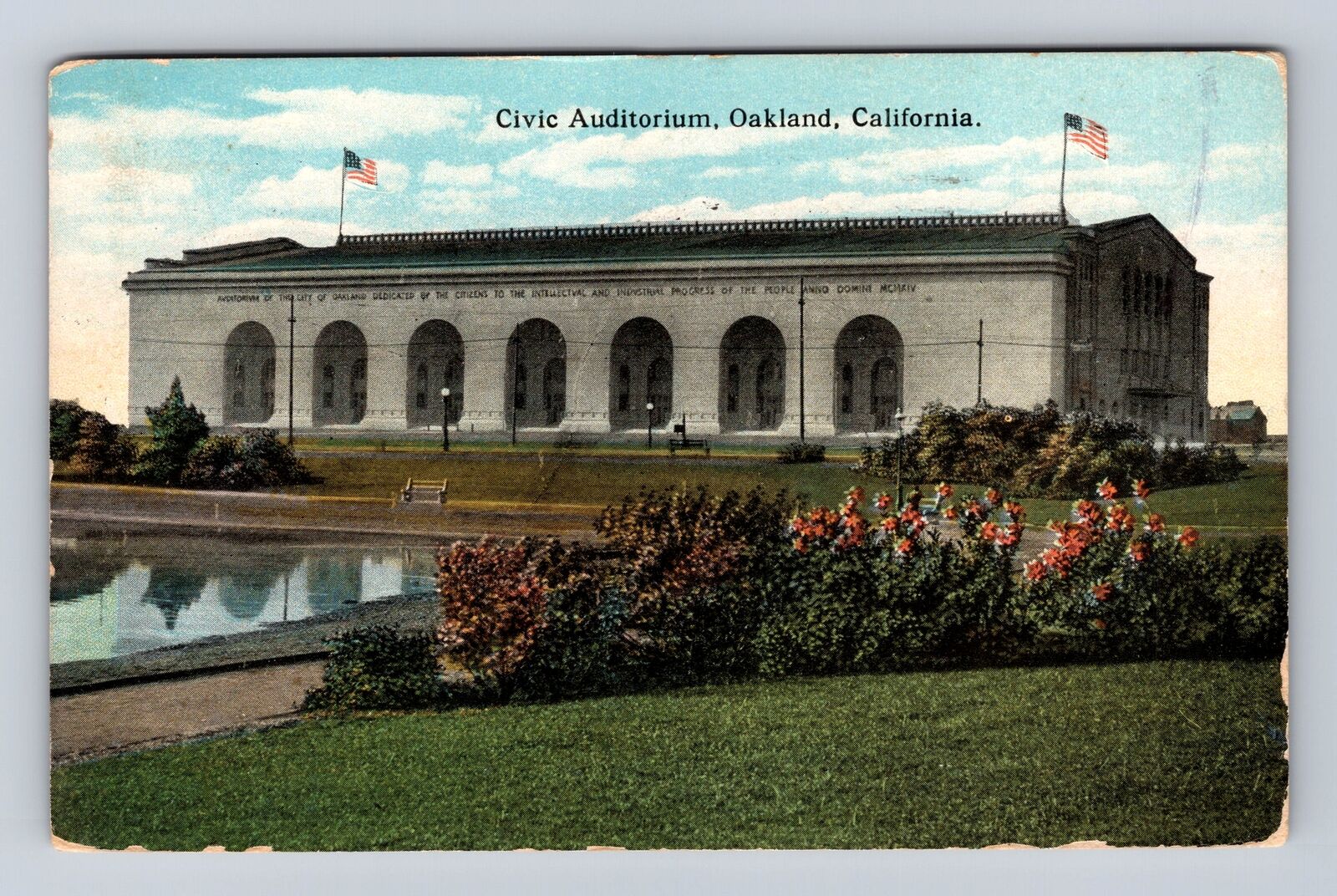 Oakland CA- California, Civic Auditorium, Antique, Vintage c1927 Postcard