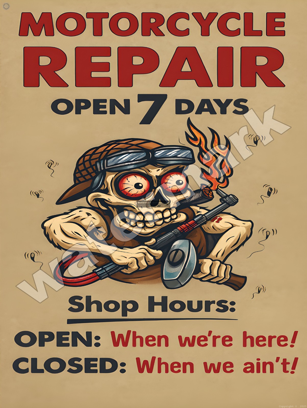 Motorcycle Repair Open 7 Days Funny Metal Sign 9" x 12" or 12" x 16" Motorcycle Repair Open 7 Days Funny Metal Sign 9" x 12" or 12" x 16"