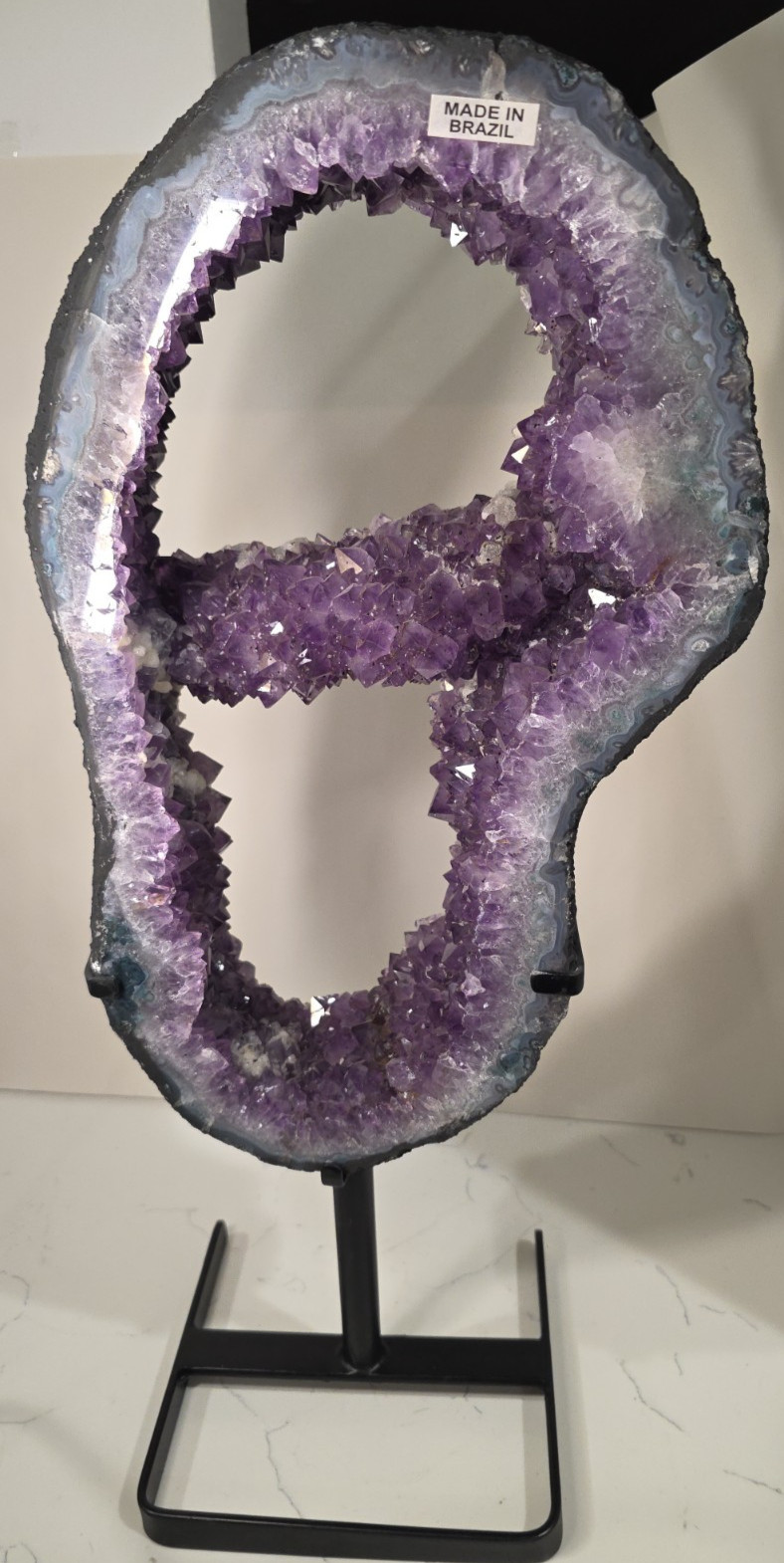 18.5 LB 16" Brazilian Deep Purple Amethyst Geode Ring Statement Piece Figure 8 18.5 LB 16" Brazilian Deep Purple Amethyst Geode Ring Statement Piece Figure 8
